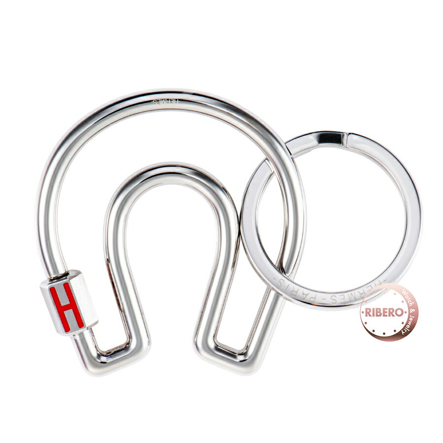 乐天商城 - HERMES エルメス キーリング Porte-cles Fer a Cheval フェール ア シュヴァル H077329FJ1L キーホルダー ホースシュー メタル シルバー レッド【中古】