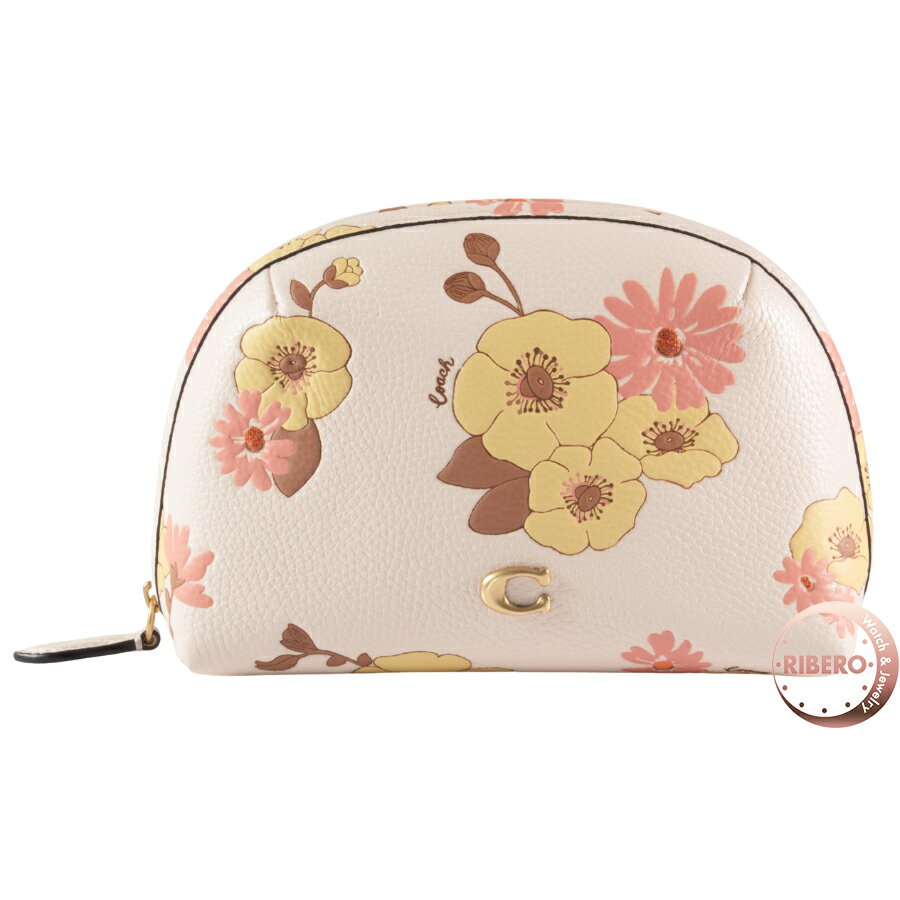 Rakuten - COACH コーチ フローラポーチ 化粧ポーチ ホワイト イエロー【中古】