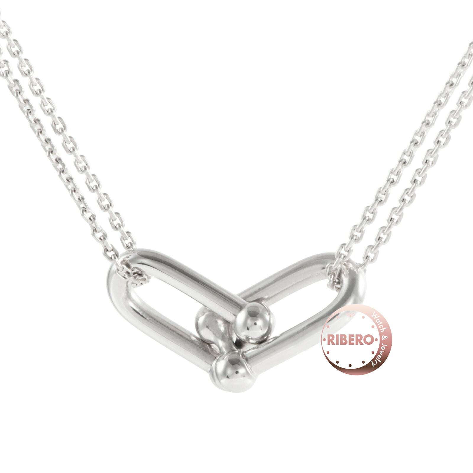 TIFFANY&Co. ティファニー ハードウェア ダブル リンク ペンダント ネックレス シルバー【中古】