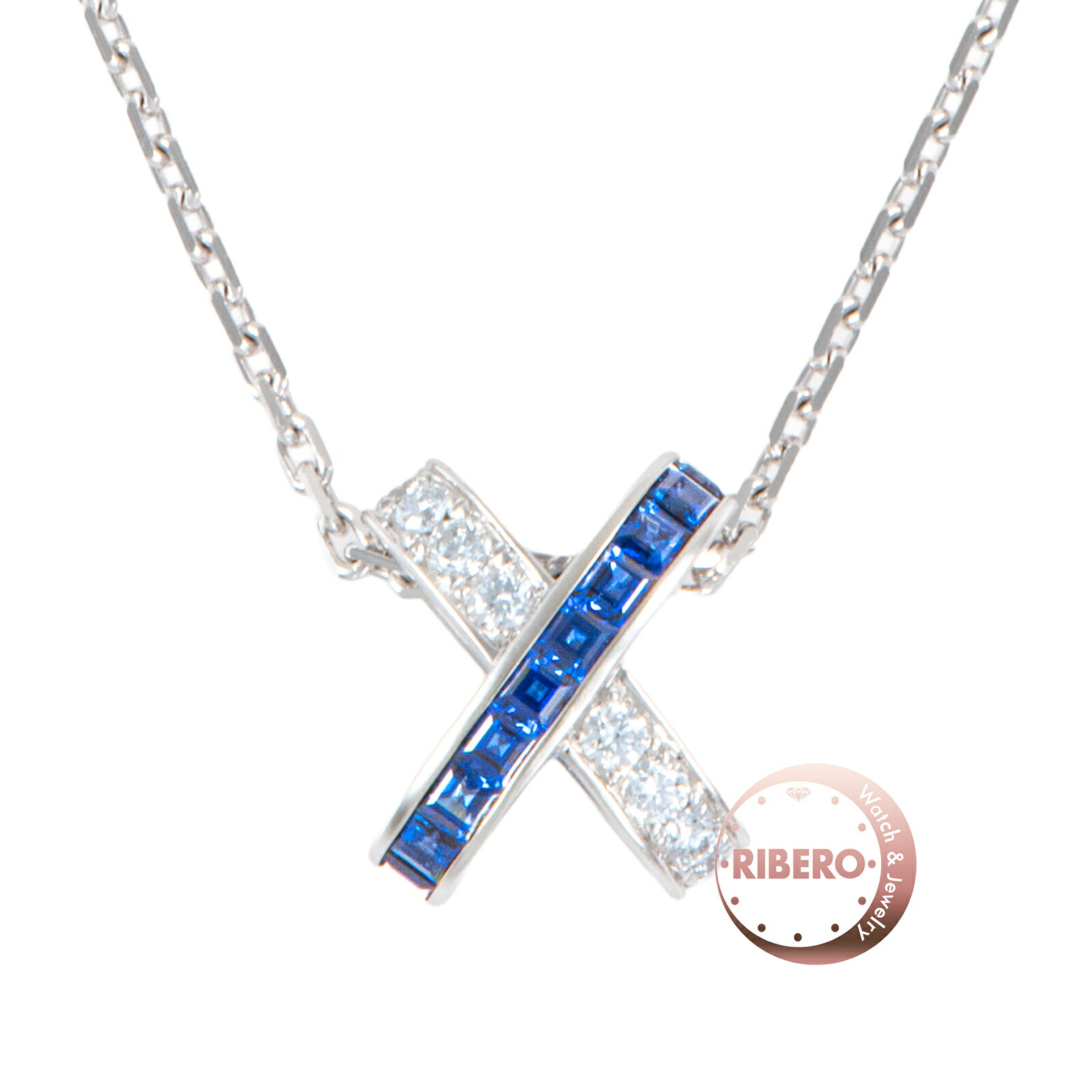 乐天商城 - Chaumet ショーメ リアン コレクション ジュ ドゥ リアン ペンダント 085257 ネックレス K18WG ダイヤモンド サファイア シルバー ブルー【中古】