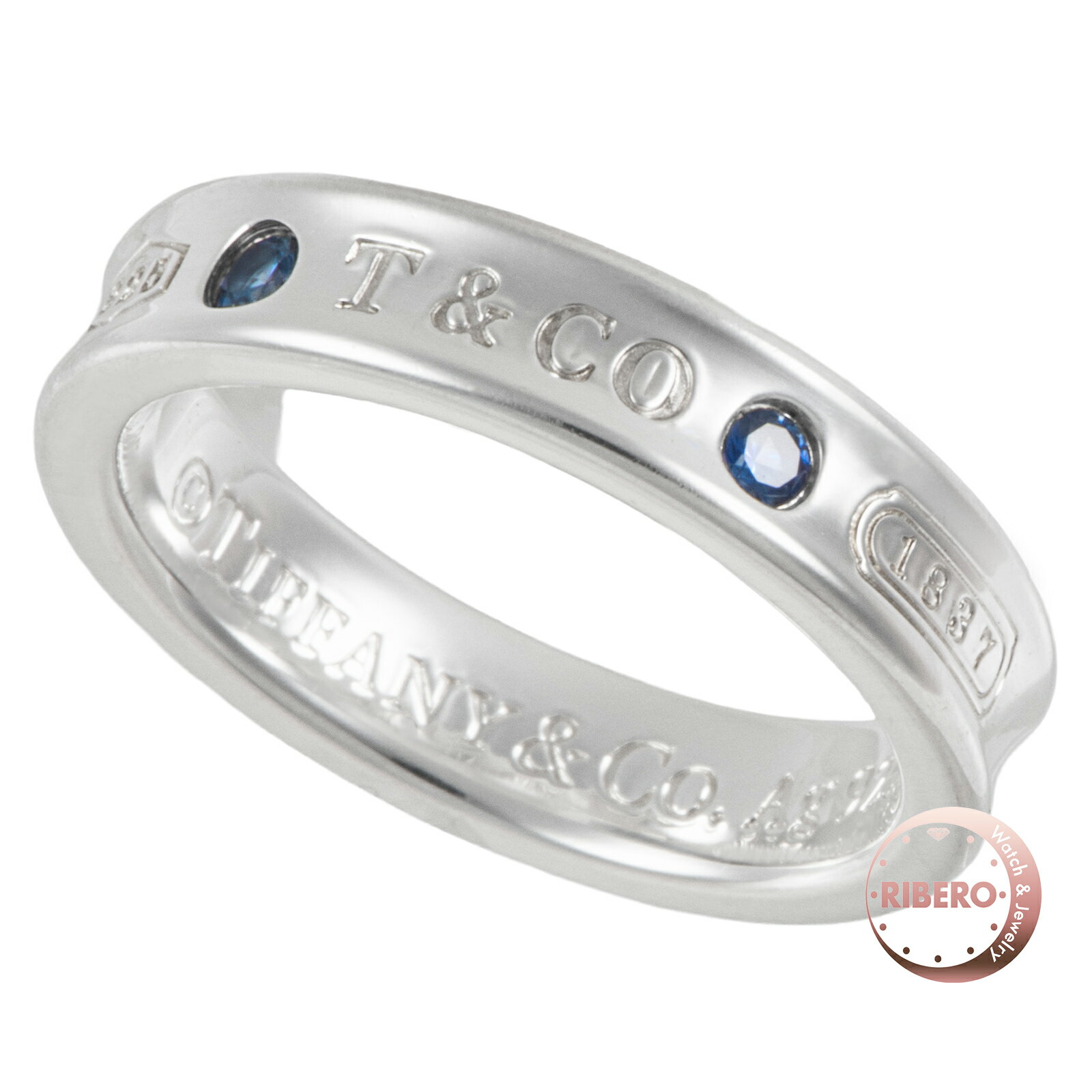 TIFFANY&Co. ティファニー 1837 リング 指輪 モンタナ サファイヤ ナロー スターリングシルバー サファイア シルバー ブルー 9号【中古】