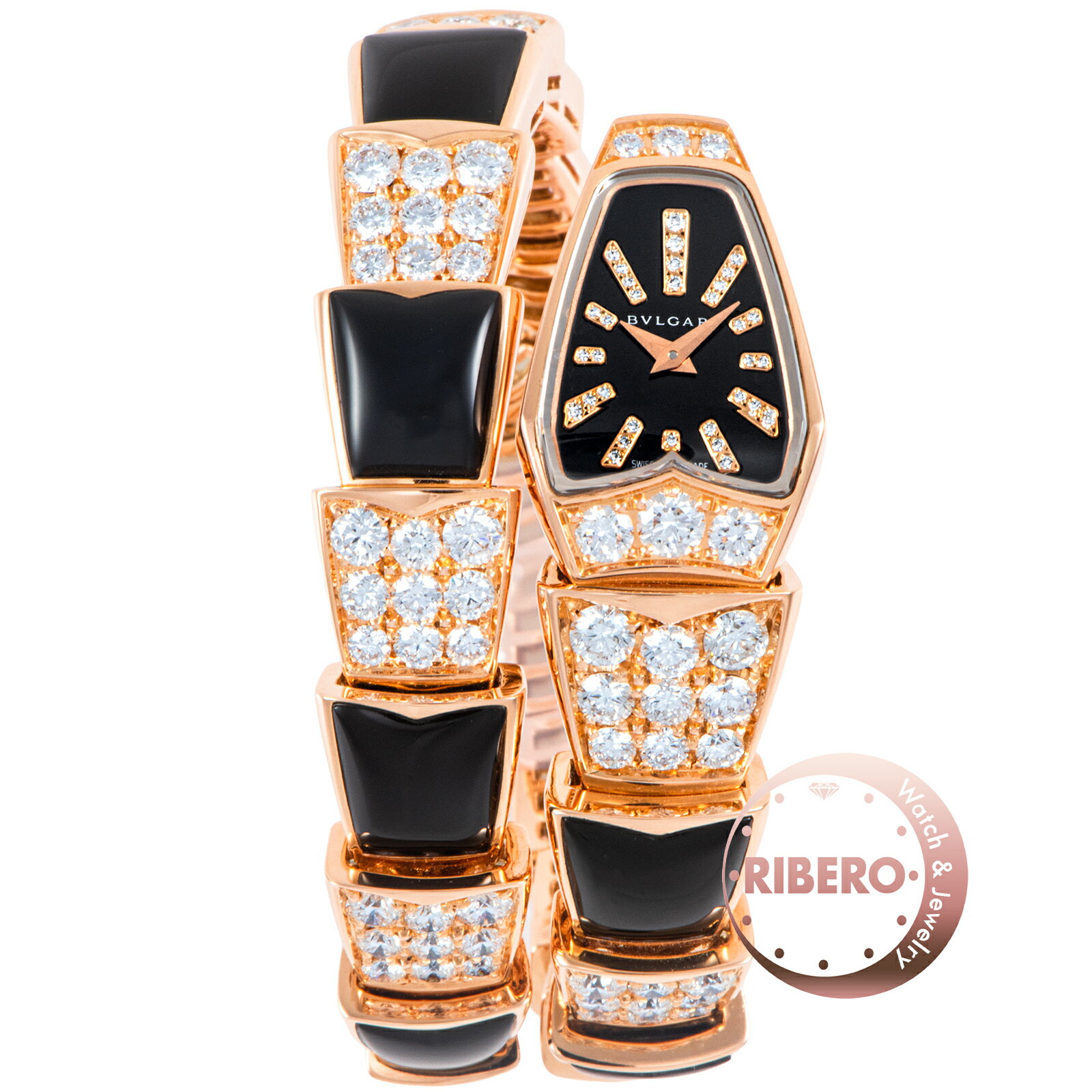 BVLGARI ブルガリ セルペンティ シングルスパイラル オニキス ダイヤ SPP26G 101790 K18PG【中古】
