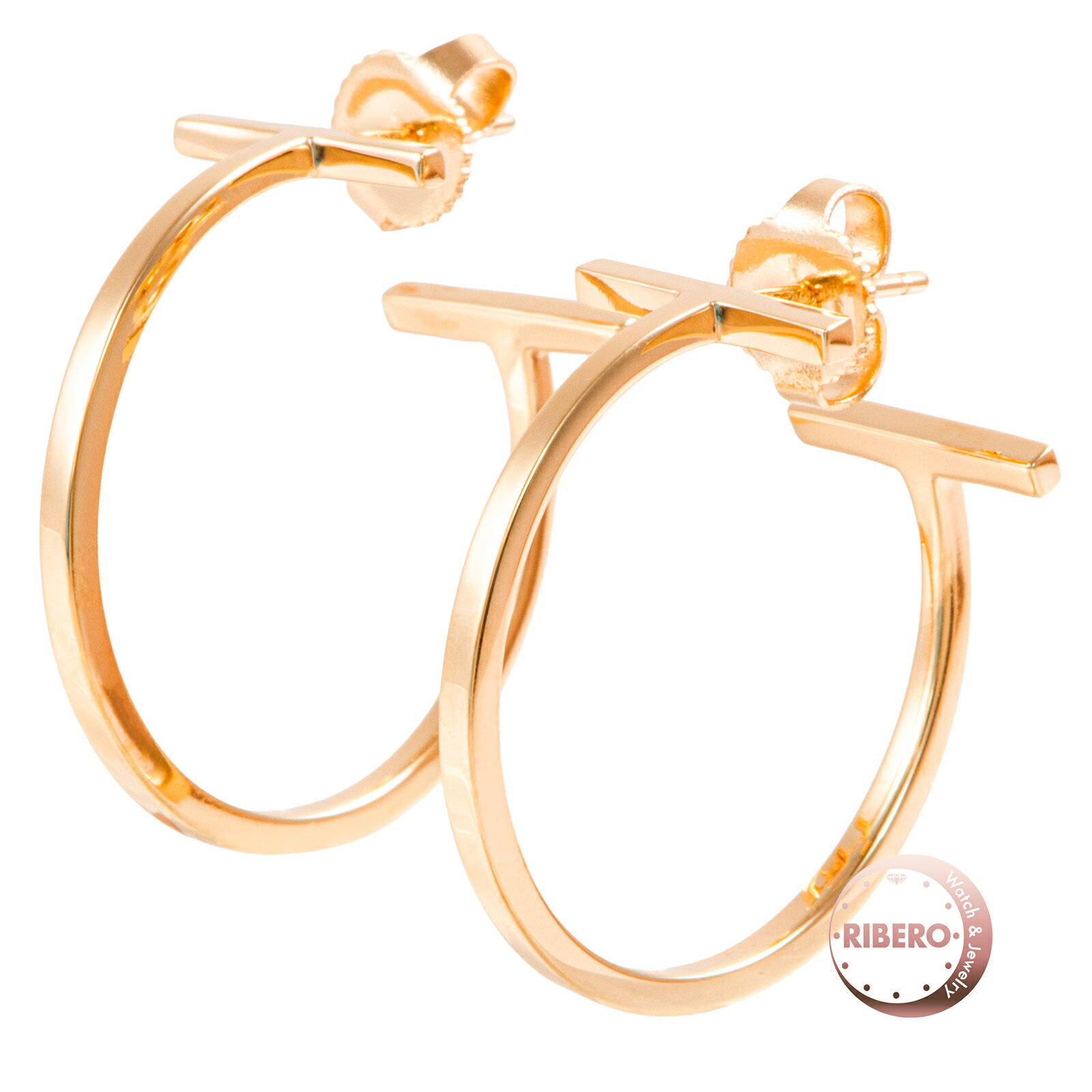 Rakuten - TIFFANY&Co. ティファニー ティファニーT ワイヤー フープ ピアス ミディアム K18RG ピンク ゴールド【中古】