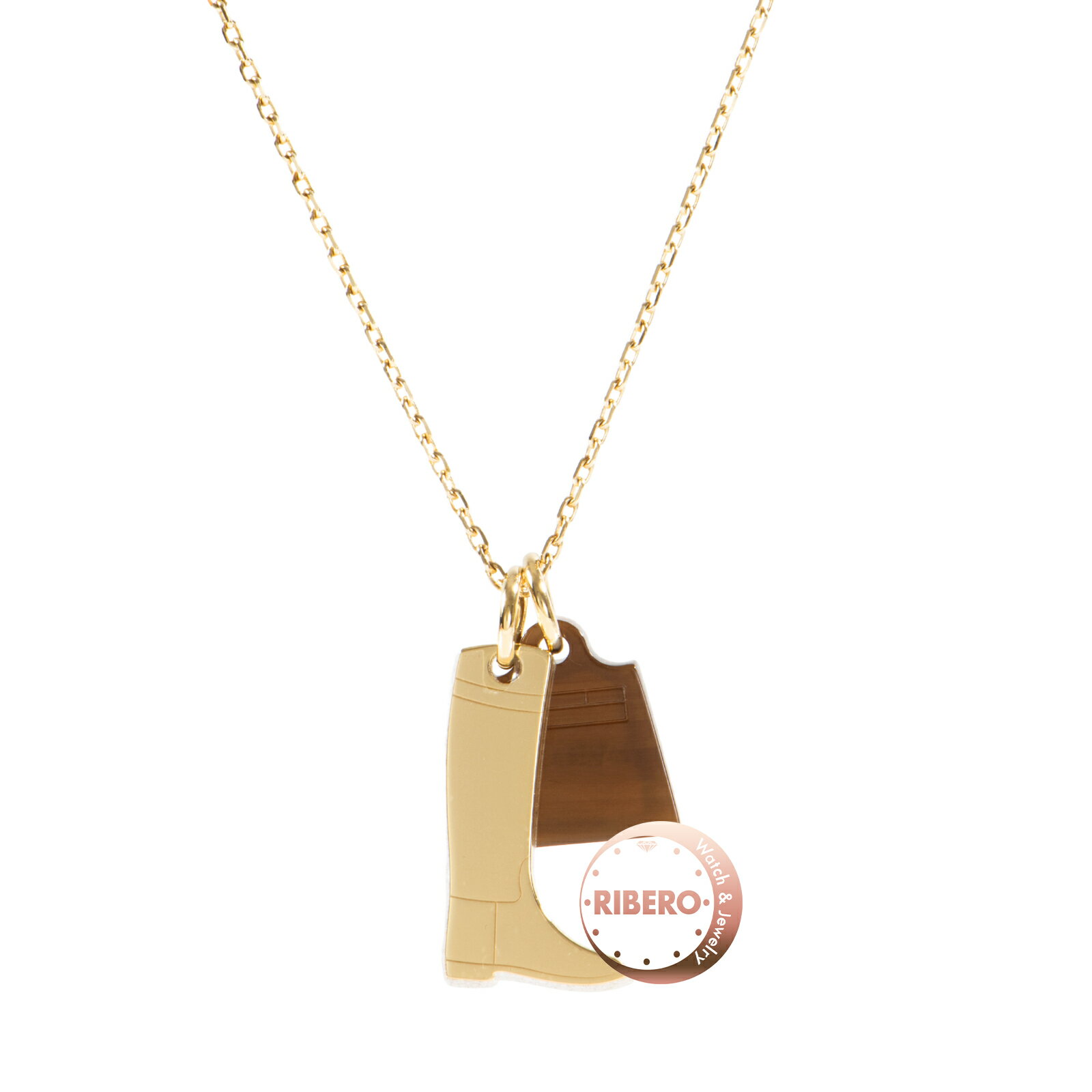 Rakuten - HERMES エルメス アミュレット マロキニエ PM ネックレス H057028FD 00 ペンダント バッファローホーン 真鍮 ゴールド ブラウン【中古】