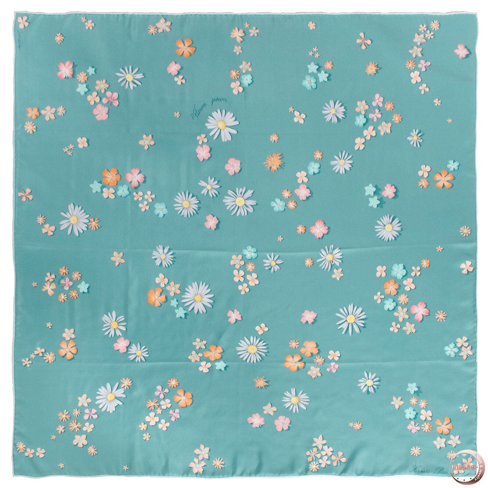 Rakuten - HERMES エルメス スカーフ カレ90 Flower Power フラワー パワー シルク ブルー マルチカラー【中古】