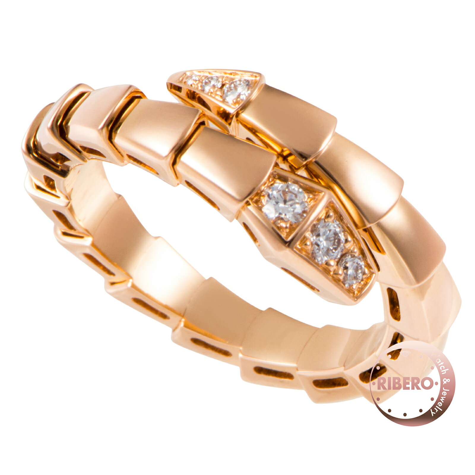 乐天商城 - BVLGARI ブルガリ セルペンティ ヴァイパー シングルスパイラル リング 360456 指輪 15号 K18PG ダイヤモンド ピンク ゴールド【中古】