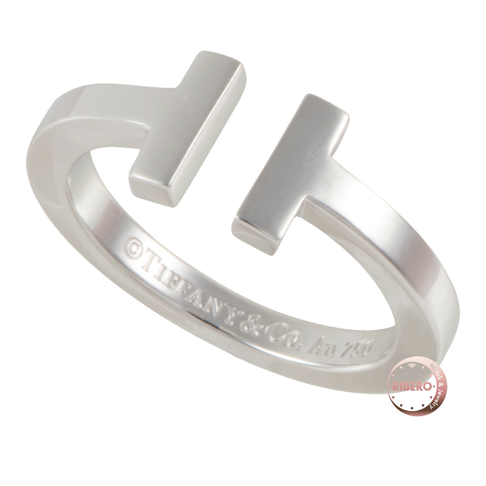 Rakuten - TIFFANY&Co. ティファニー ティファニーT スクエア リング 指輪 16号 K18WG シルバー【中古】