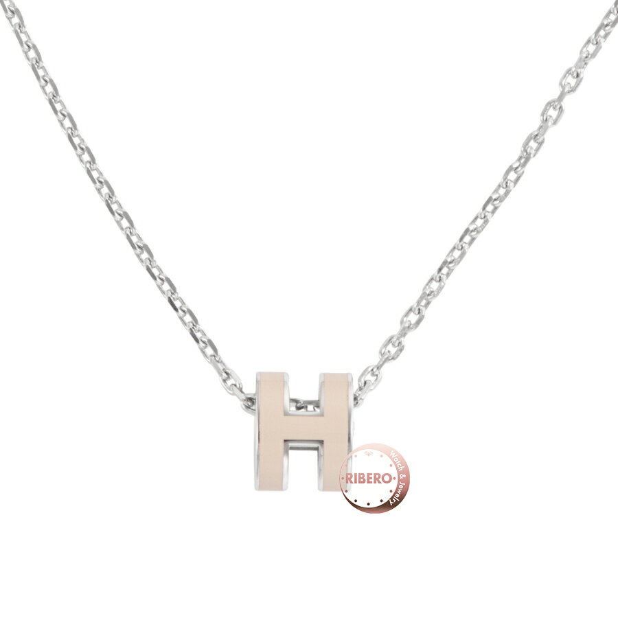 HERMES 501 - HERMES エルメス ポップH ミニ ネックレス POP H ペンダント メタル シルバー ベージュ【中古】