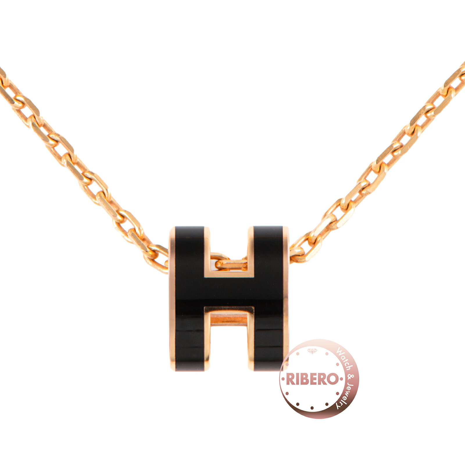 乐天商城 - HERMES エルメス ポップH ミニ ネックレス POP H ペンダント メタル ブラック ゴールド【中古】