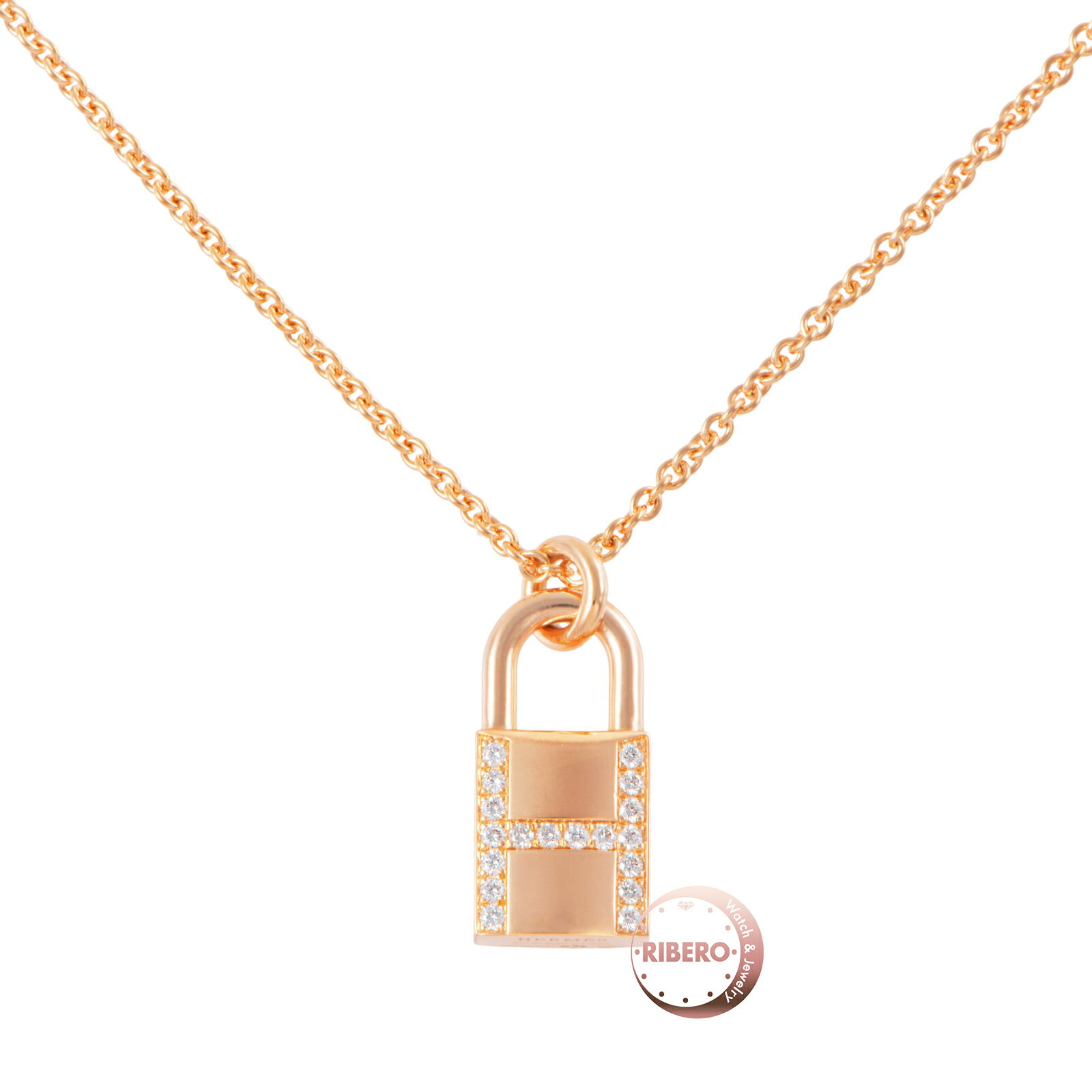 Rakuten - HERMES エルメス アミュレット カデナケリー ネックレス 121332B 00 ペンダント K18PG ダイヤモンド ピンク ゴールド【中古】