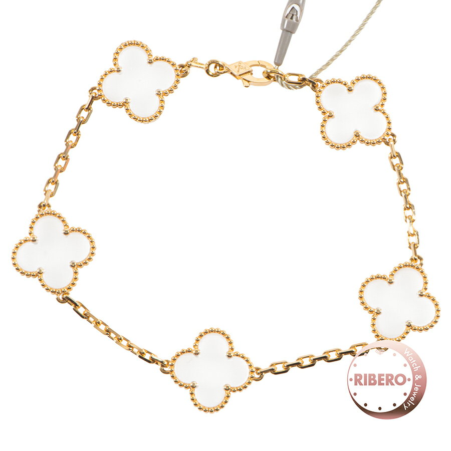 Rakuten - Van Cleef & Arpels ヴァンクリーフ＆アーペル ヴィンテージ アルハンブラ ロッククリスタル ブレスレット 5モチーフ VCARP39D00 バングル K18YG ロッククリスタル ゴールド クリア【中古】