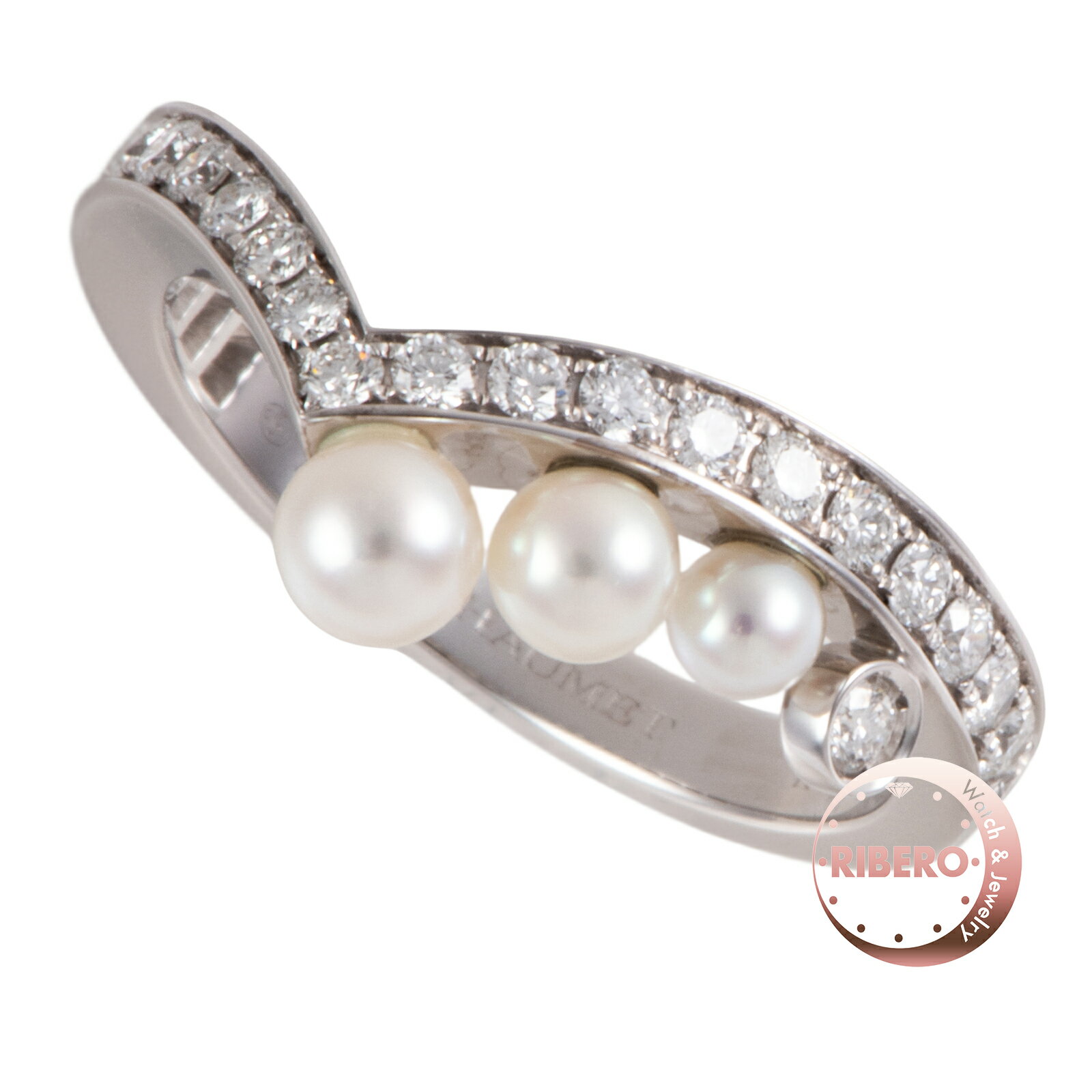 Rakuten - Chaumet ショーメ ジョゼフィーヌ コレクション エグレット リング 083290-050 指輪 10号 K18WG ダイヤモンド アコヤ真珠 シルバー ホワイト【中古】