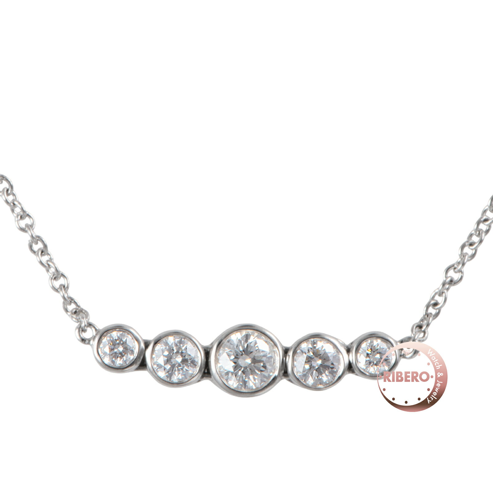 Rakuten - TIFFANY&Co. ティファニー ジャズ グラジュエイテッド ネックレス ペンダント Pt950 ダイヤモンド シルバー【中古】