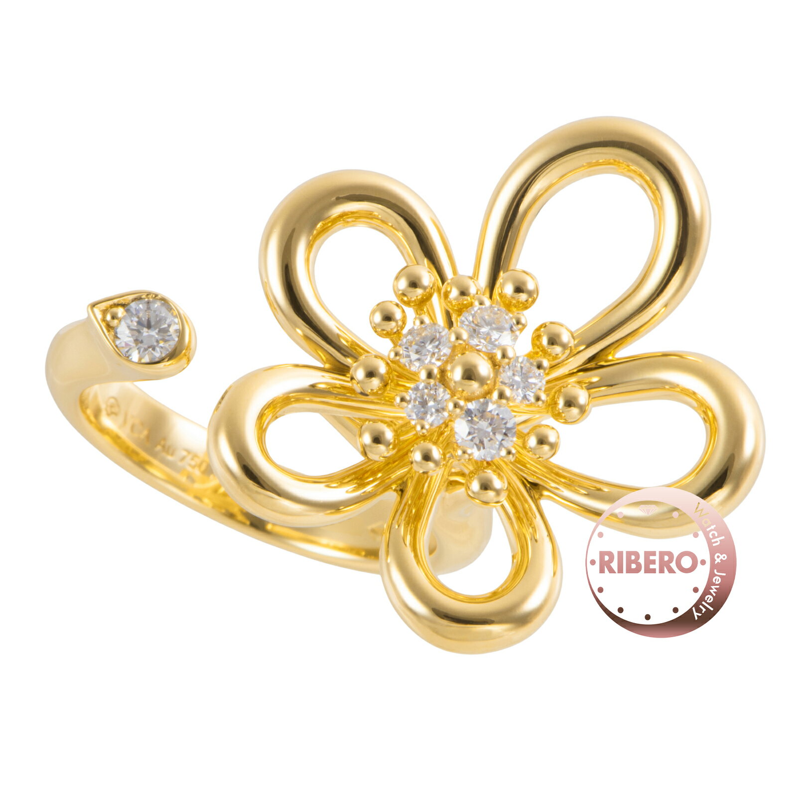 Rakuten - Van Cleef & Arpels ヴァンクリーフ＆アーペル フラワーレース アントレ レ ドア リング VCARPME054 指輪 14号 K18YG ダイヤモンド ゴールド【中古】
