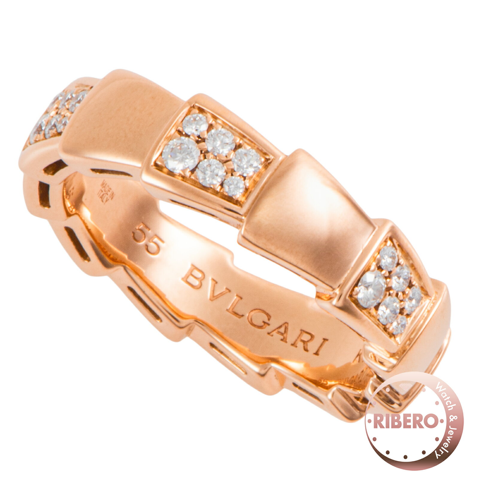乐天商城 - BVLGARI ブルガリ セルペンティ ヴァイパー リング 指輪 15号 K18PG ダイヤモンド ピンク ゴールド【中古】