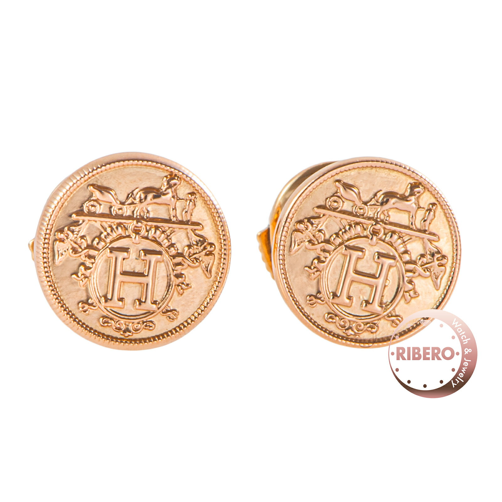 Rakuten - HERMES エルメス エクスリブリス TPM ピアス K18PG ピンク ゴールド【中古】