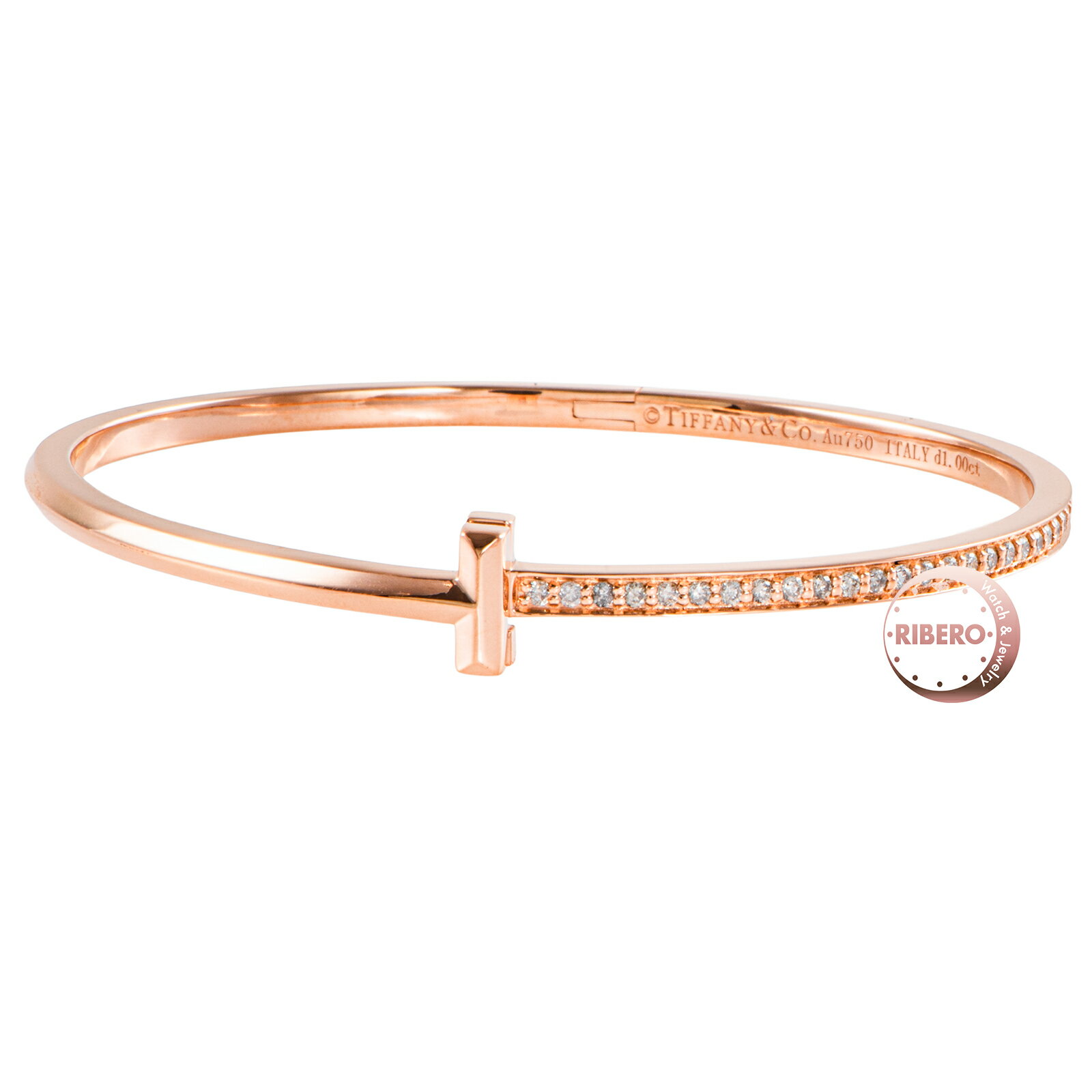 Rakuten - TIFFANY&Co. ティファニー ティファニーT Tワン ナロー ダイヤモンド ヒンジ バングル ブレスレット K18RG ダイヤモンド ピンク ゴールド【中古】