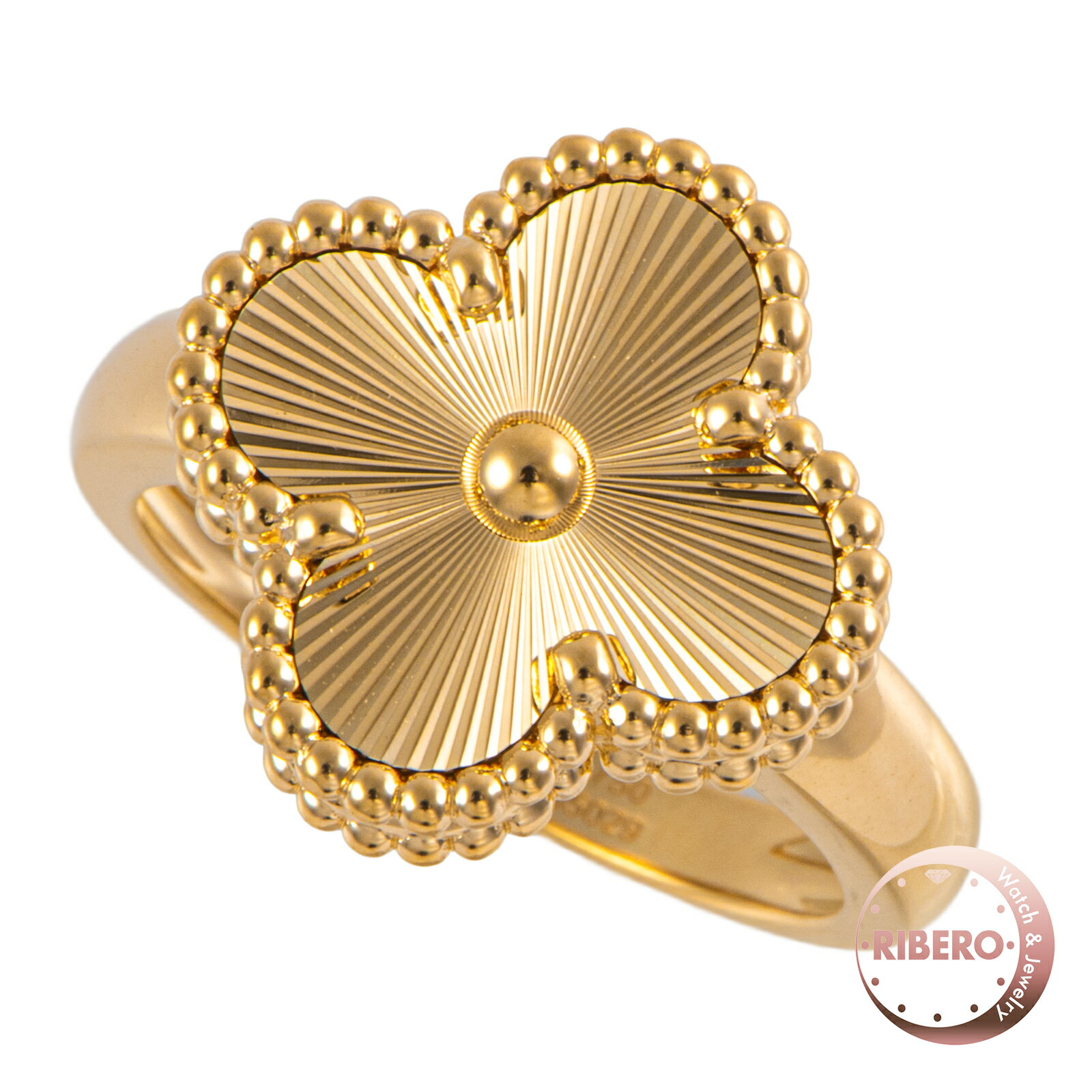 Rakuten - Van Cleef & Arpels ヴァンクリーフ＆アーペル ヴィンテージ アルハンブラ リング VCARP6I350 指輪 ギョシェ 10号 K18WG ゴールド【中古】