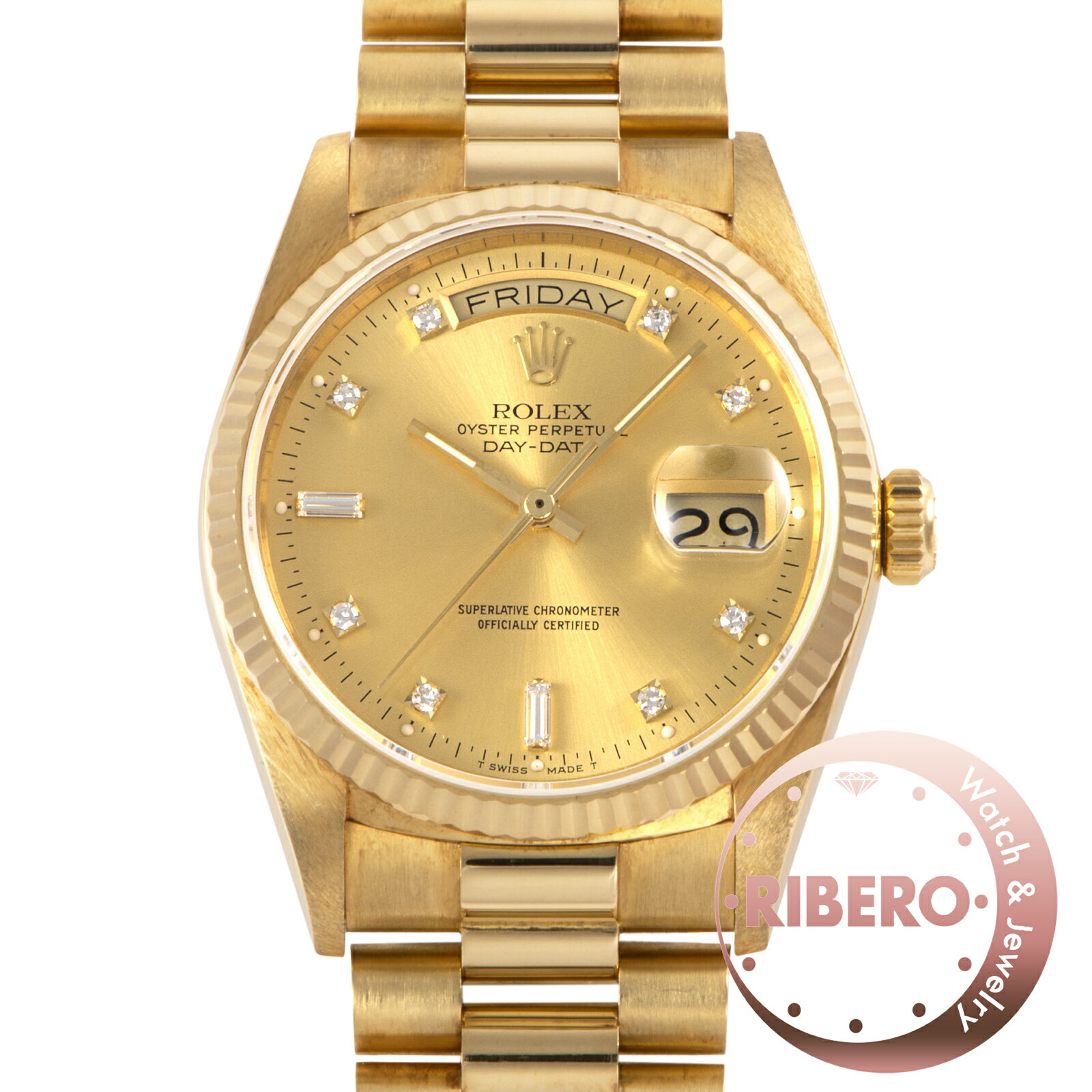 乐天商城 - ROLEX ロレックス デイデイト 18038A 1987年製 ノンポリッシュ シール付き Tritium K18YG【中古】
