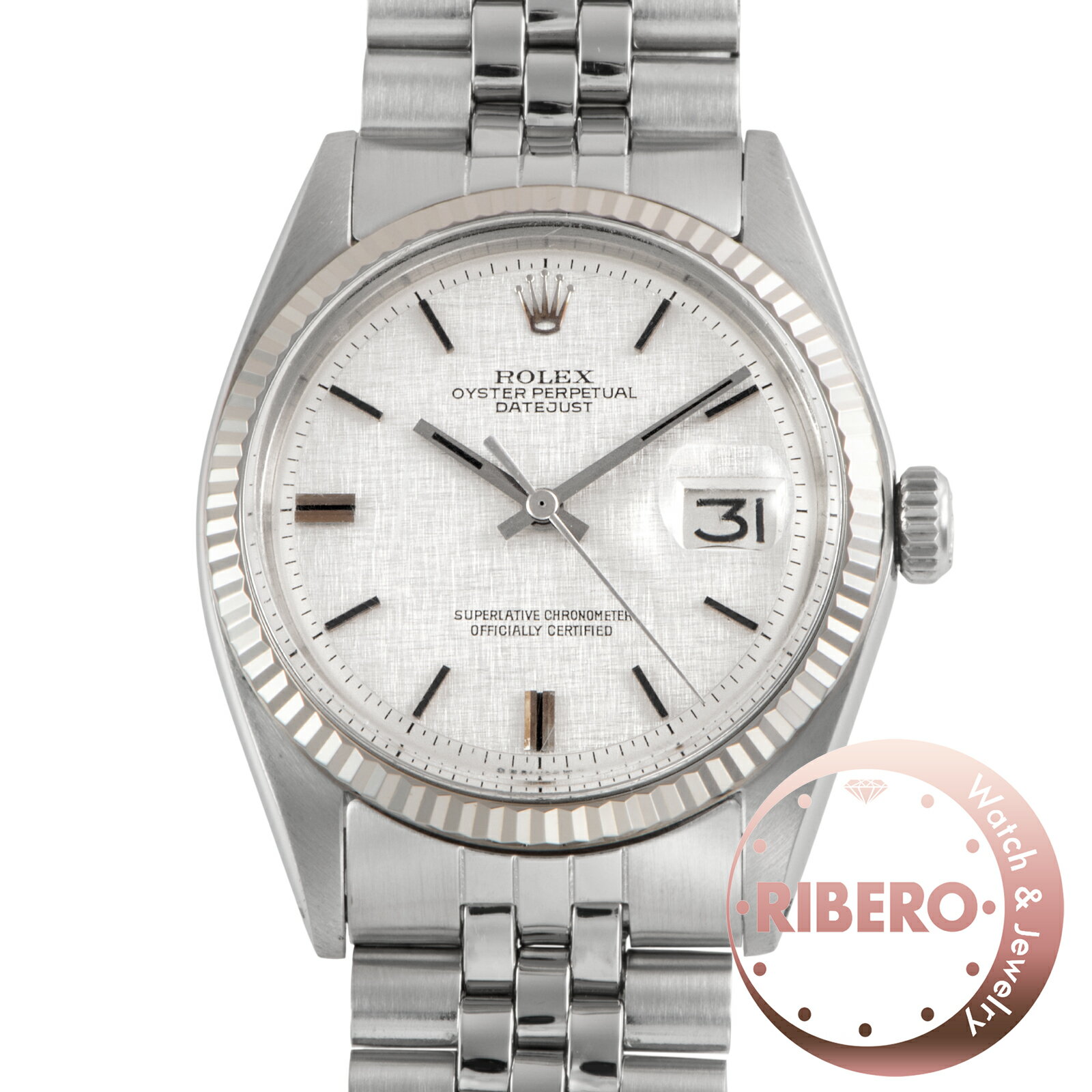 乐天商城 - ROLEX ロレックス デイトジャスト シルバーモザイク リネン Tritium 1973年製 1601 SS/WG【中古】