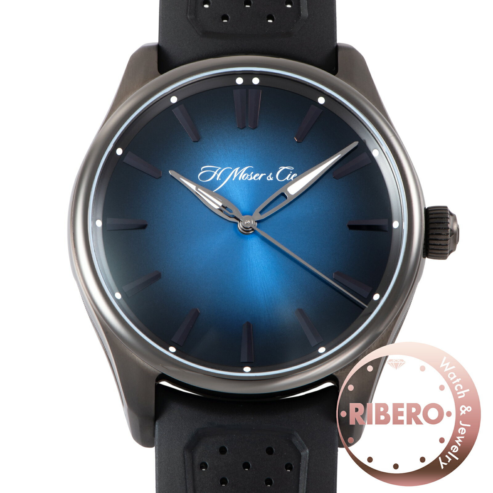 乐天商城 - H.Moser&Cie. H.モーザー パイオニア センターセコンド ファンキーブルー ブラックエディション 3200-1205 ステンレス(DLC加工)【中古】