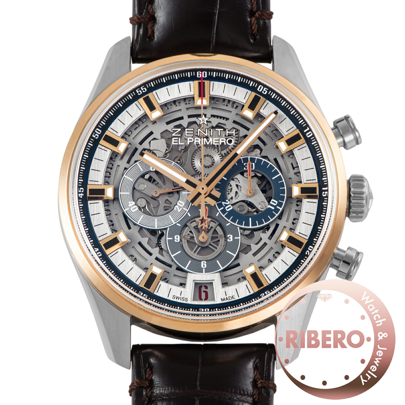 ZENITH ゼニス エル・プリメロ フルオープン 42mm 51.2081.400/78.C810 SS/PG【中古】
