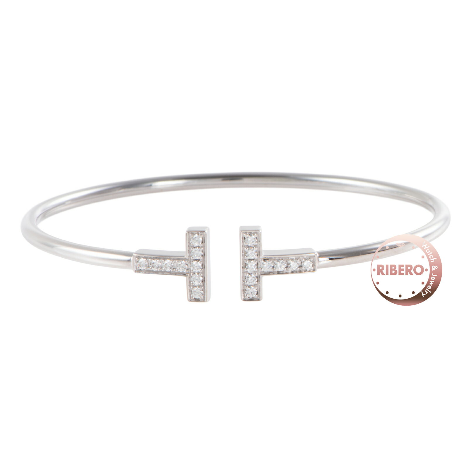 樂天商城 - TIFFANY&Co. ティファニー ティファニーT ダイヤモンド ワイヤー ブレスレット バングル K18WG ダイヤモンド シルバー【中古】
