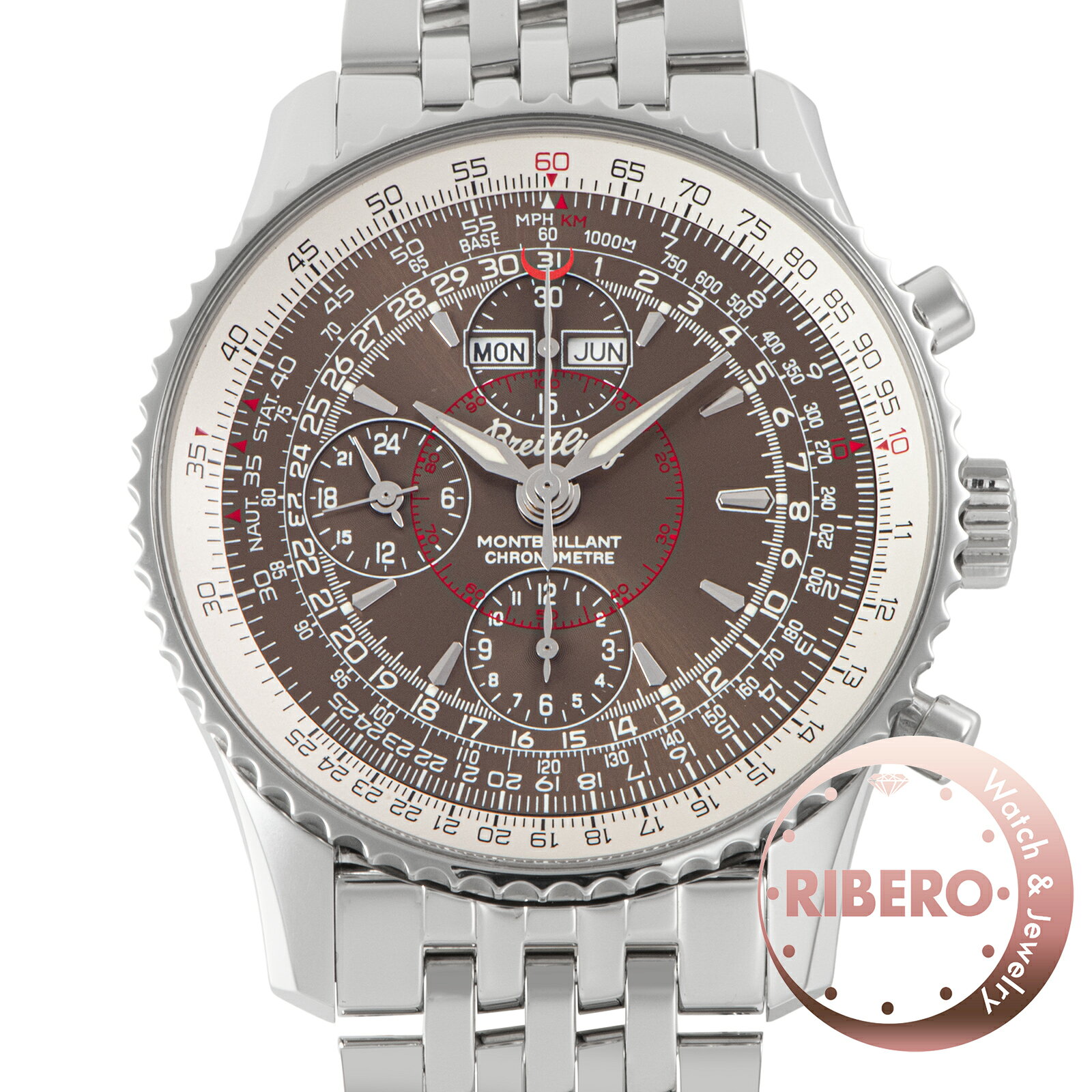 BREITLING ブライトリング ナビタイマー モンブリラン ダトラ A213Q09WBD A21330 トリプルカレンダー ステンレススチール【中古】
