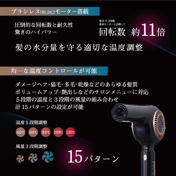 アイビル ブラシレスモータードライヤー ブラック BD-23D08【速乾ドライ ハイパワ...