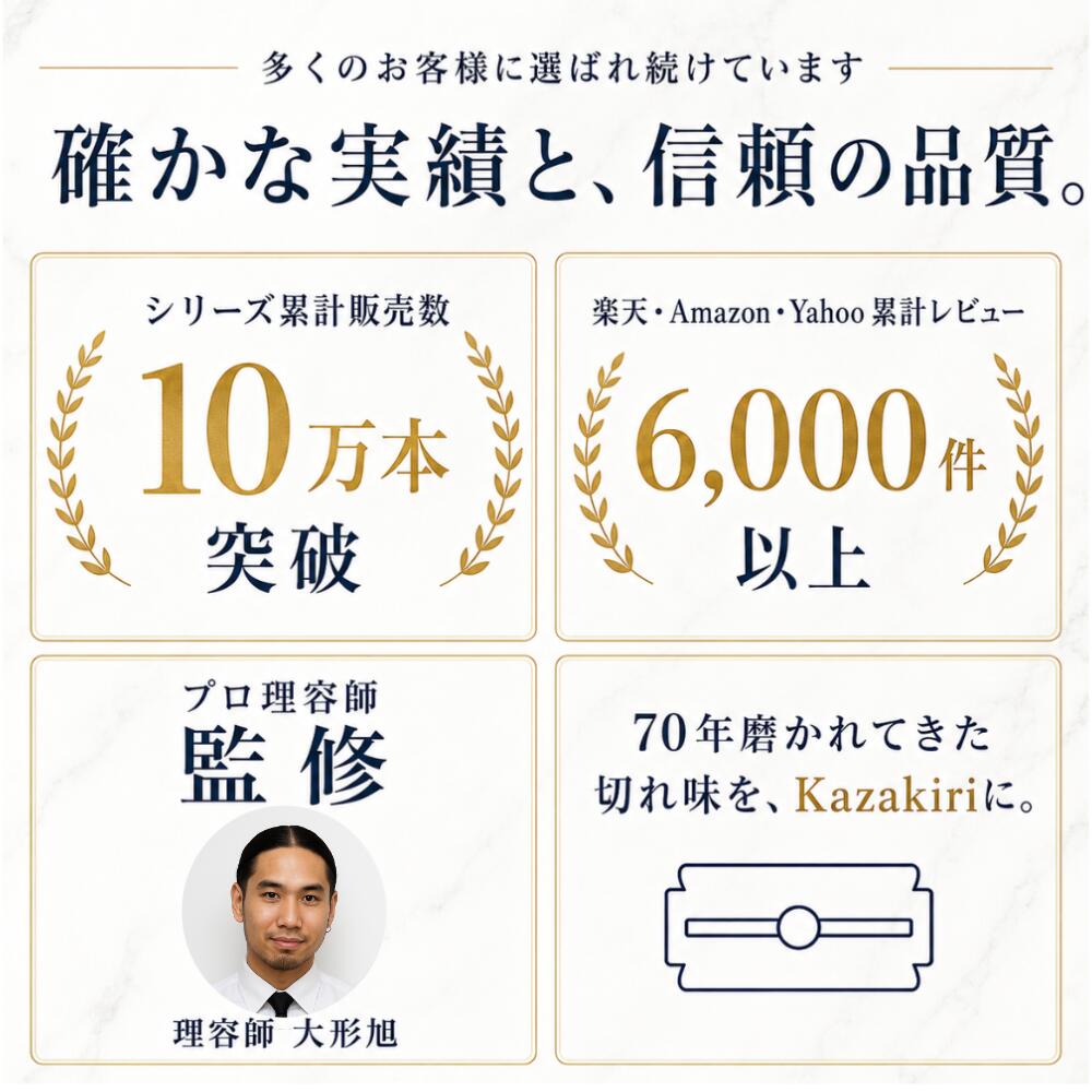 【店内全品★ポイント5倍】楽天1位 カミソリ 一枚刃 メンズ 深剃り 髭剃り 替刃1枚付き 理容師監修 剃刀 かみそり 青ヒゲ対策 顔剃り 産毛処理 フェイスケア スネ毛 ストレートカミソリ ブラック シルバー Kazakiri ギフト 送料無料 (3)