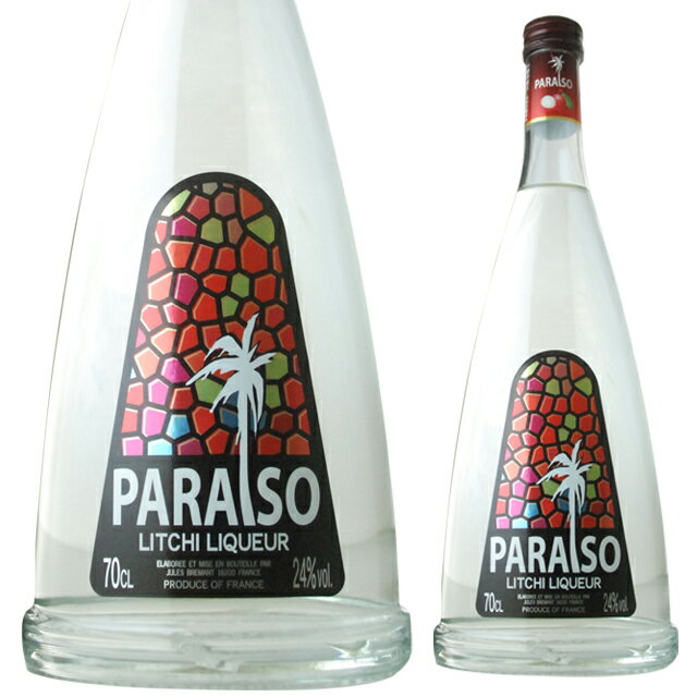 PARAISO LITCHI LIQUEURパライソはスペイン語で「楽園」という意味をもつ本格ライチリキュール。甘さを抑えて飲みやすく、自然なライチ果実のさっぱりとした味わいが魅力です。グレープフルーツジュース、オレンジジュース、トニックウォーター等、様々なドリンクとのミキサビリティーに優れ、カクテルにしてもライチらしいみずみずしさが活き、パライソカクテルで楽園気分を楽しめます。ラベルはステンドグラスをイメージしたクリアで明るいデザインです。----------------------------------------------------------------------- 【産地】 フランス 【生産者】 ルイ・ロワイエ社 【度数】 24度 【内容量】 700ml -----------------------------------------------□お酒 引越し 挨拶 昇進祝い 退職祝い お返し 還暦祝い 手土産 ディナー 就職祝い 男性 女性 父 母 彼氏 彼女 ギフト 内祝い 退職 お礼 誕生日 プレゼント 結婚祝い リキュール 通販 楽天結婚引出物 結婚内祝い 結婚御祝い 快気祝い 全快祝い 新築内祝い 上棟祝い 長寿祝い 就職内祝い 他各種内祝い・お返し 新築祝い 初老祝い 古稀祝い 喜寿祝い 傘寿祝い 米寿祝い 卒寿祝い 白寿祝い 長寿祝い お返し お中元・お歳暮 年始挨拶 ゴルフコンペ 記念品 賞品 暑中見舞い 残暑見舞い 【ギフト包装一覧はこちら】