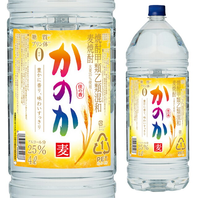 [大容量] 麦焼酎 かのか 25度 4000ml ペット 箱