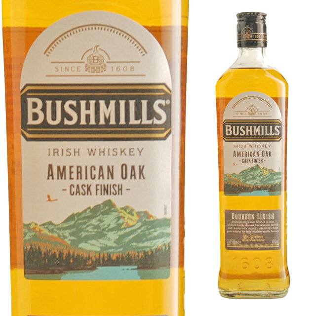 BUSHMILLS AMERICAN OAK BOURBON FINISH1608年創業とも言われ、現在操業中のアイリッシュウイスキー蒸溜所の中では最古の歴史を誇る蒸溜所。アイリッシュウイスキー伝統の3回蒸溜を守りつつ、アイリッシュウイスキーで一般的に使用される未発芽の麦は使用せず、ノンピート麦芽100％のモルト原酒にこだわっています。 スタンダードなブッシュミルズをベースに、特別に2回チャーリングされたアメリカンオークのバーボンバレルで仕上げられます。ノーズには新鮮なハチミツとビスケットのアクセント。2回のチャーリングにより温かみのあるウッディほのかに甘く、バニラの香りを強調します。リッチなフレーバーでありながらまろやかで、クリームブリュレやタフィーアップル、バニラのバランスの取れた甘いノート。メープルシロップとオークの香りがあり、深みのある滑らかなフィニッシュ。ブッシュミルズ一覧はこちら-----------------------------------------------------------------------【産地】 アイルランド【生産者】 ジ オールド ブッシュミルズ ディスティラリー社【度数】40度【容量】700ml-----------------------------------------------------------------------お酒 引越し 挨拶 就職祝い 退職祝い 結婚祝い 新築祝い 快気祝い 全快祝い還暦祝い 長寿祝い 内祝い開店祝い お返し 手土産 ディナーパーティ 誕生日 ギフト 引出物 記念品 ゴルフコンペ 御中元 お中元 お歳暮 御歳暮 暑中見舞い 残暑見舞い 年末年始 お正月　父の日 母の日【ギフト包装はこちら】