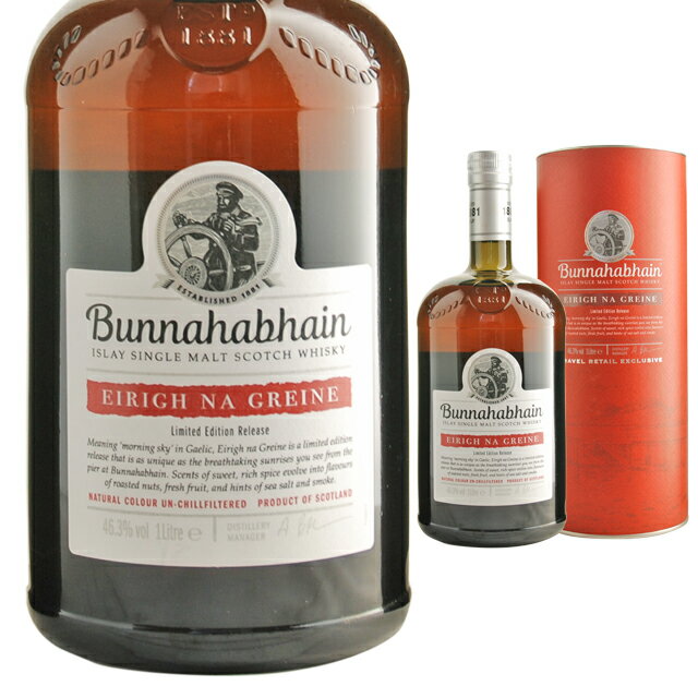 [大容量][円筒] ブナハーブン エリー ナ グレーネ 46.3度 1000ml シングルモルト ウイスキー スコッチ【ギフト 酒 お酒 家飲み 洋酒 蒸留酒 ウィスキー プレゼント 贈答品 父 お祝い 贈答 ギフト 母の日 アイラ アイラウイスキー】【ワインならリカオー】
