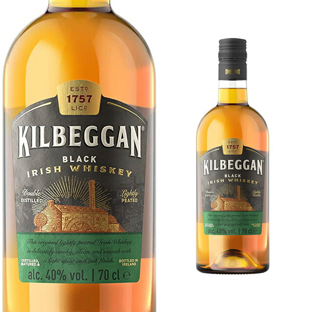 KILBEGGAN BLACKゲール語で“小さな教会”という意味を持つキルベガン。クーリー蒸留所産のモルト原酒とグレーン原酒をブレンドした穏やかでやわらかな風味のアイリッシュ・ブレンデッドウイスキーです。 ブラックは、通常のキルベガンに少量のピーテッドモルトを使用しています。キルベガンのソフトでマイルドな味わいは活かしつつ、軽くピートがきくことで深みが増し、わずかにスモーキーな仕上がりとなっています。ほのかな甘さと、ほのかなスパイシーさが調和し、口当たりまろやかなノートとピートスモークの独特のノートが見事に融合しています。【キルベガンの商品一覧はこちら】-----------------------------------------------------------------------【産地】 アイルランド【生産者】 キルベガン蒸留所【度数】40度【容量】700ml-----------------------------------------------------------------------お酒 引越し 挨拶 就職祝い 退職祝い 結婚祝い 新築祝い 快気祝い 全快祝い還暦祝い 長寿祝い 内祝い開店祝い お返し 手土産 ディナーパーティ 誕生日 ギフト 引出物 記念品 ゴルフコンペ 御中元 お中元 お歳暮 御歳暮 暑中見舞い 残暑見舞い 年末年始 お正月　父の日 母の日【ギフト包装はこちら】