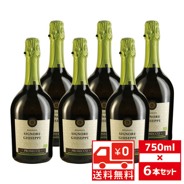 [送無][セット6] オーガニック プロセッコ セニョール ジュゼッペ 750ml×6本 スパークリング 送料無料【 ギフト お酒 ワイン スパークリングワイン プレゼント 洋酒 誕生日 パーティー 母の日 母 内祝い 結婚祝い 酒 父の日 還暦 晩酌 】【ワインならリカオー】