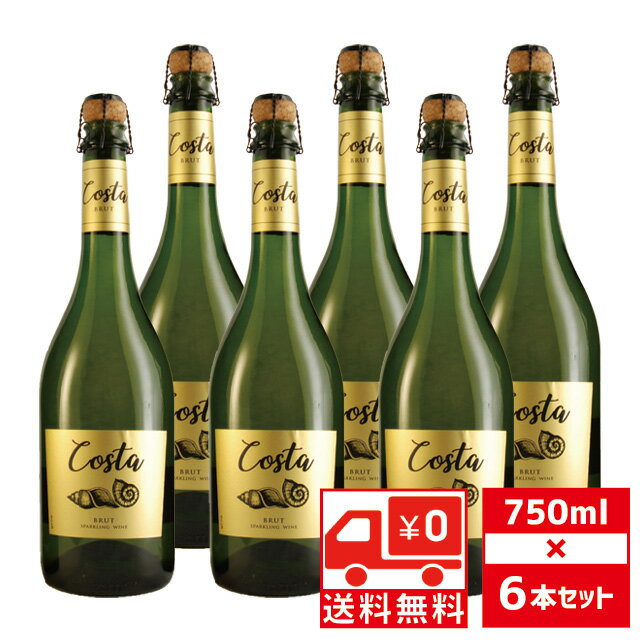 [送無][セット6] コスタ ブリュット 750ml×6本 送料無料 チリ スパークリングワイン お酒 酒 スパークリング 洋酒 ギフト プレゼント ワイン 誕生日 お祝い 祝い 結婚祝い 【 パーティー 母の日 母 内祝い 父の日 バーベキュー 還暦 】【ワインならリカオー】