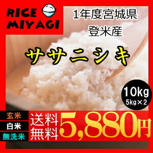 新米30年産【送料無料】宮城県登米産 ササニシキ10kg(5kg×2)玄米・白米・無洗米_要選択 西のコシヒカリ東のササニシキ新米【あす楽対応】