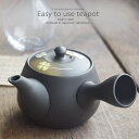 常滑焼 富仙作 黒泥クローバーお茶急須 ティーポット ステンレス製茶こしアミ 和食器 食器