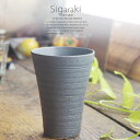 和食器 信楽焼 くし目墨黒 ピルスナー フリーカップ タンブラー コップ ビール おうち カフェ 食器 陶器 しがらき焼 春日井 軽井沢