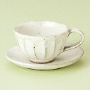 和食器 土物粉引面取りコーヒー カップソーサー 珈琲 紅茶 カフェ おしゃれ 陶器 うつわ おうち 軽井沢 春日井 ギフト