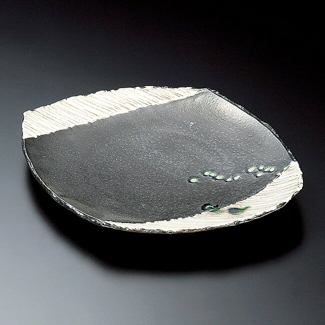 和食器黒織部取皿18×15×2.7...