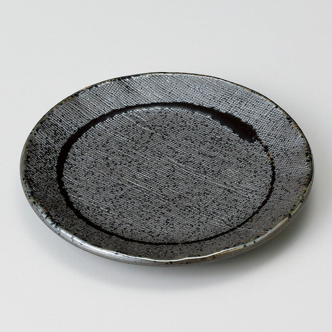 和食器小さな黒織部ライン丸皿14×...
