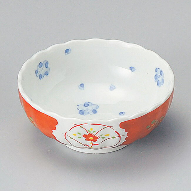 和食器 小さな 錦赤濃丸紋万歴小鉢 12.4×5cm ボウル うつわ 陶器 カフェ おしゃれ おうち
