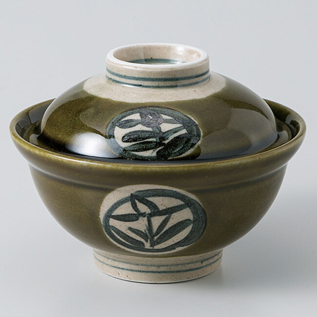 フタを開けるとふぅわーっと丼 織部丸紋 蓋丼 蓋付どんぶり 15.5×11cm うつわ 陶器 日本製 カフェ おうちごはん 軽井沢 春日井