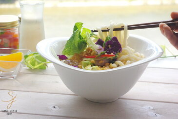新鮮野菜冷やしサラダうどん オーバルサラダボール丼 どんぶり (洋食器,白い食器)