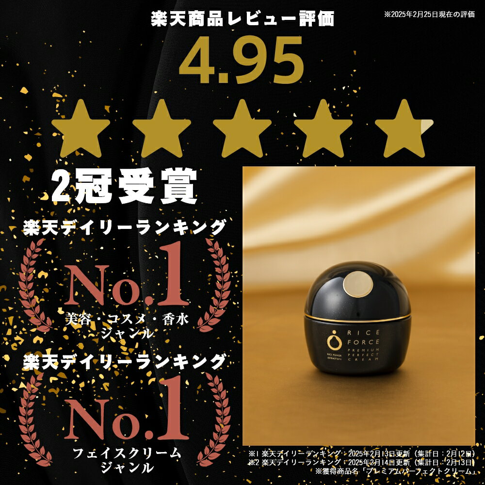＜お肌がピンっ＞フェイス クリーム 薬用 湿潤 小じわ ハリ 弾力【ライスフォース 公式】［毛穴 保湿 乾燥 プレミアムパーフェクト シリーズ ライスパワー No.11α 約2ヵ月分 送料無料］