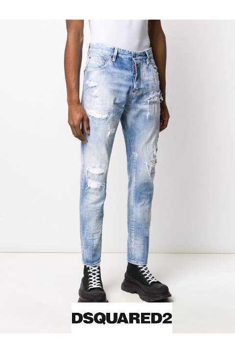 DSQUARED2(ディースクエアード)デニム【正規品】【メンズ】【SEXY MERCURY JEAN】【S71LB0708】【ボタンフライ】【ダメージ加工】【クラッシュ】