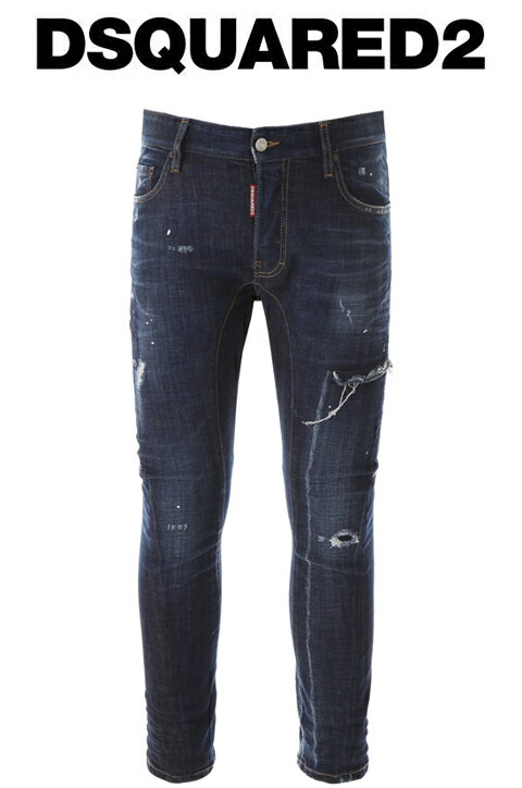 DSQUARED2(ディ−スクエア−ド)ダメージデニム 【メンズ】【インディゴブルー】【tidy biker jeans 】【S74LB0714】【2020春夏新作】【ジ−パン】【ロゴ入り】【D2】【デニム】【SALE!!83600円→76000円10％OFF】