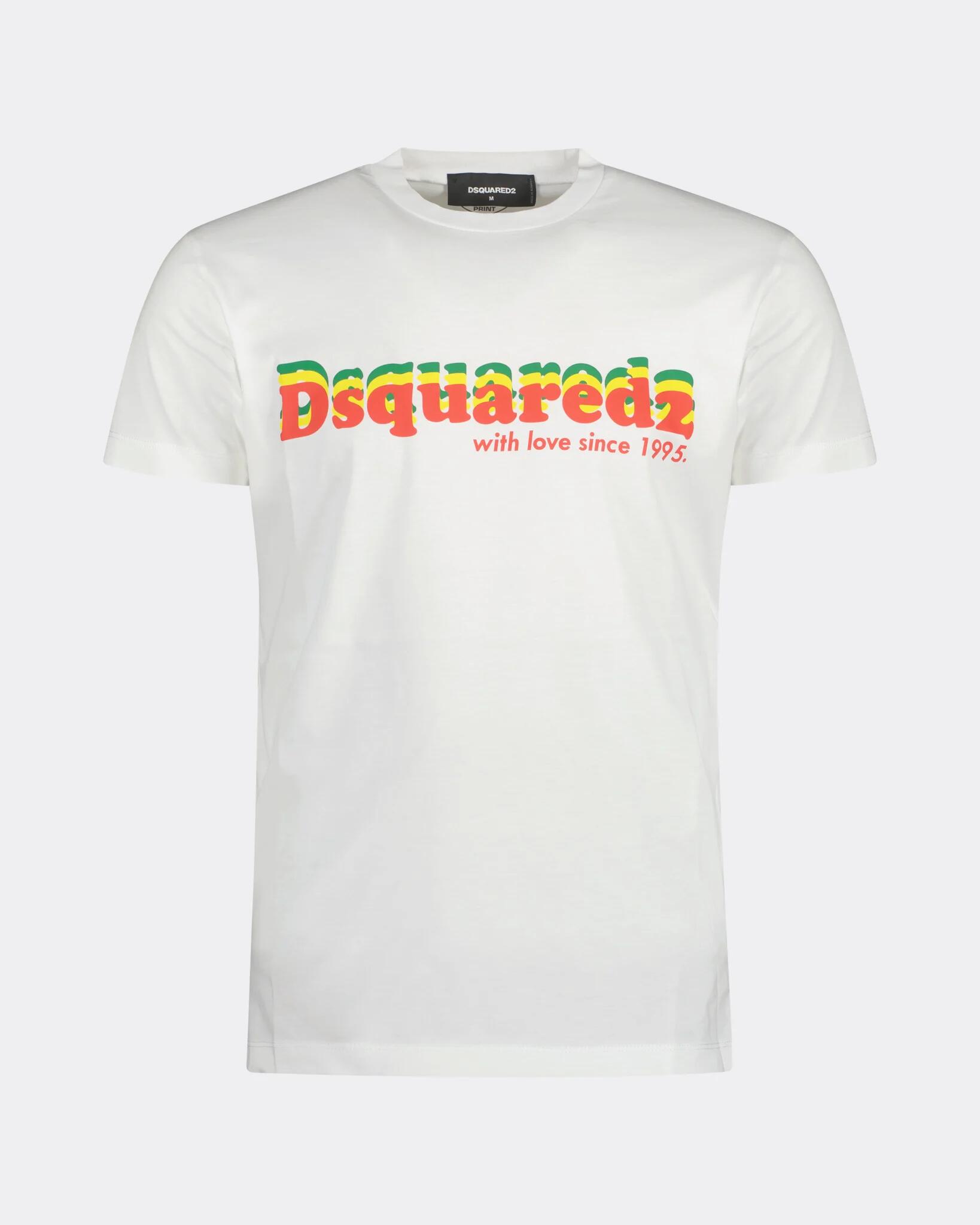 DSQUARED2(ディースクエアード)プリントロゴTシャツ【白/ホワイト】【S71gd1253】【半袖】【ブランドロゴ】【メンズ】【ロゴプリント】【2023春夏新作】